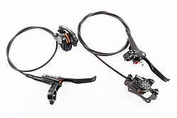 Гальмо Disk-brake гідравлічне переднє (F160/R140мм)+заднє (F180/R160мм), чорні, YT-205963