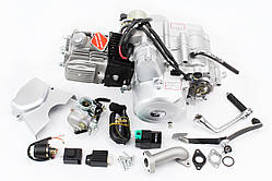 Двигун мопедний в зборі 110куб (Delta) - "механіка" + карбюратор, комутатор, котушка, реле: поворотів, стартера, напруги (без нап.