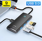 УЦІНКА! USB-Хаб Baseus Lite Series 4 in 1 (USB-A to USB 3.0*4) 1m Black, фото 2
