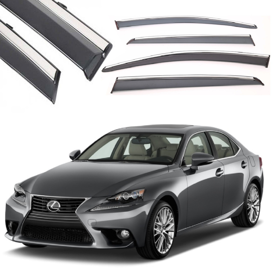 Дефлектори вікон вітровики Benke для Lexus IS250 350 300H 2013-2019 Молдинг Нержавіюча сталь 3D (BLXIS1323-W/S), фото 1