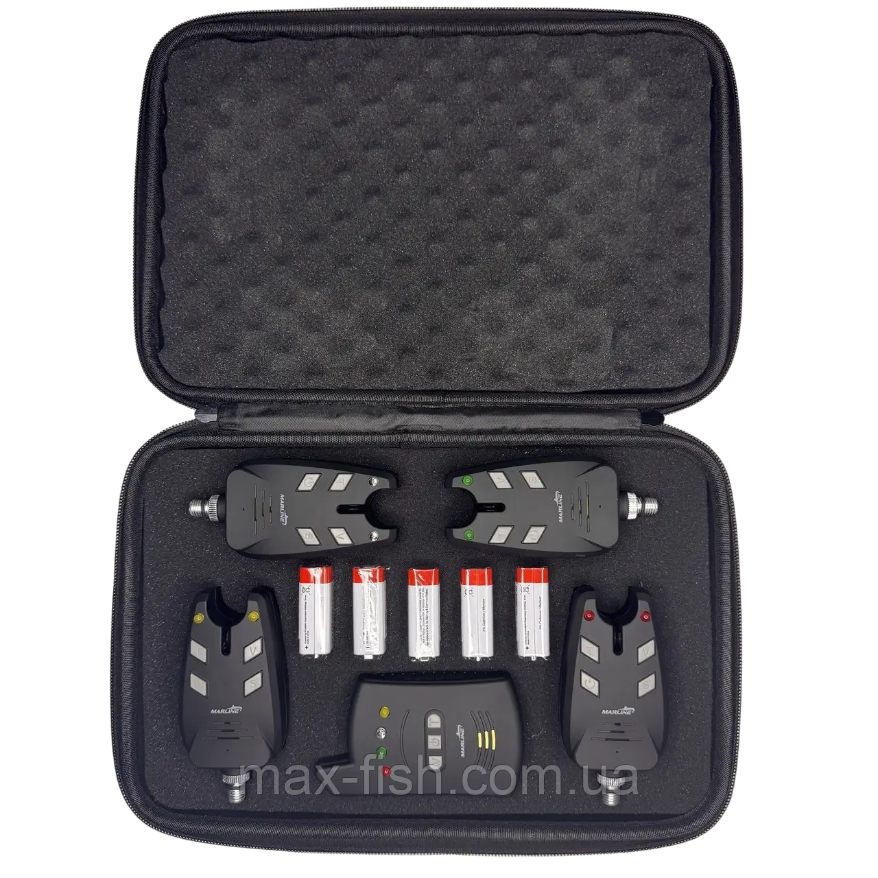 Професійний рибальський комплект сигналізаторів клювання MARLINE JHA-526 4+1 у кейсі з пейджером, фото 1