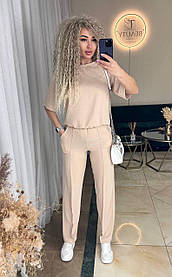 Жіночий літній костюм з американського крепу з куліскою