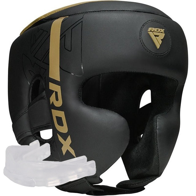 Боксерський шолом RDX F6 KARA Matte Golden L (капа у комплекті)