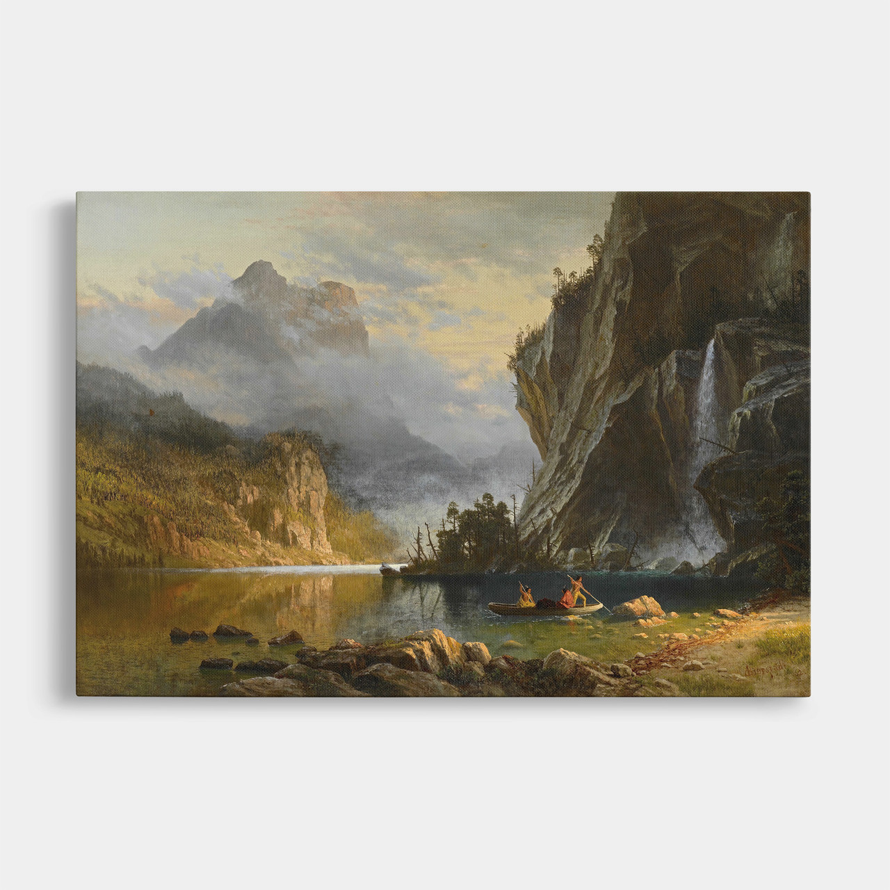 Картина на полотні "Альберт Бірштадт - Індіанська риболовля, Indians Spear Fishing", 40×60см