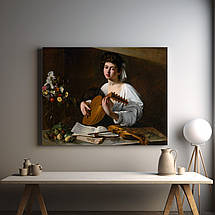 Картина на полотні "Караваджо - Лютніст, Caravaggio", 48×60см, фото 3