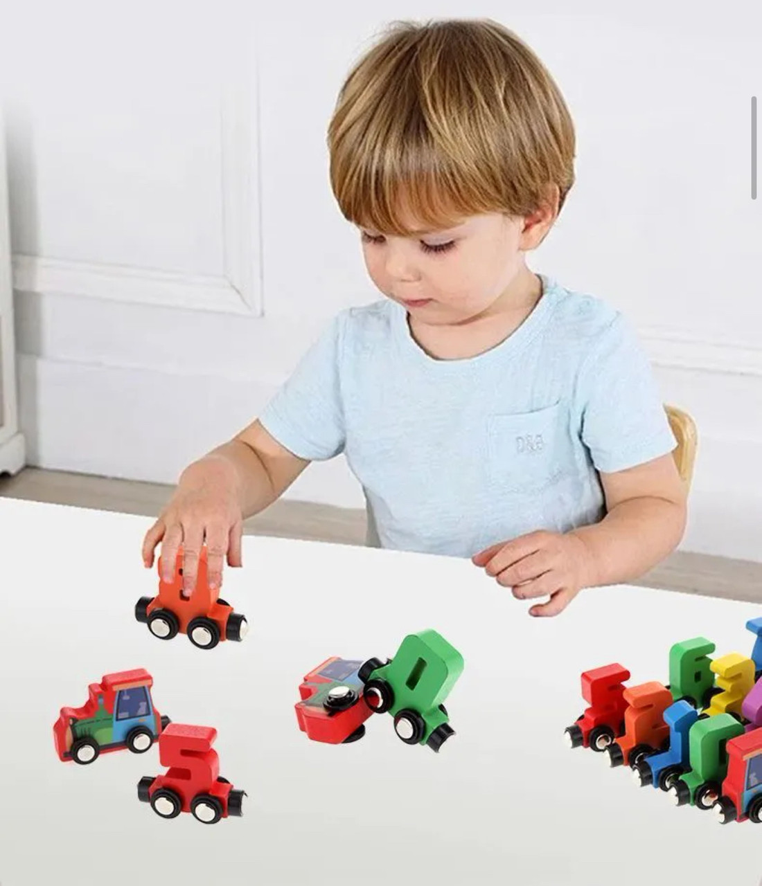 🚂 Дерев’яний сортер-паровозик із 10 вагонами — розвивальна іграшка для малюків!, фото 1