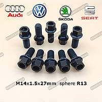 Болт колісний M14х1,5х27 сфера чорний VAG WHT001812 Audi Skoda Volkswagen Чорні болти Ауді Фольксваген Шкода