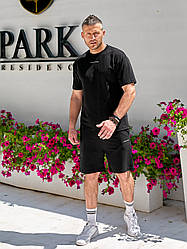 Літній чоловічий костюм шорти та футболка чорний спортивний костюм на літо люкс якість