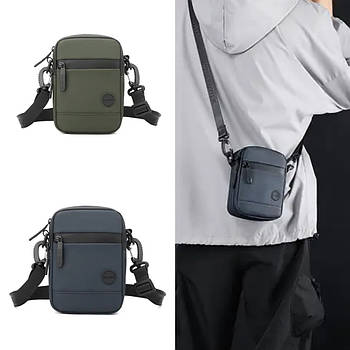 Чоловіча сумка тканинна 18*12 см через плече на блискавці з кишенею в різних варіантах Kay