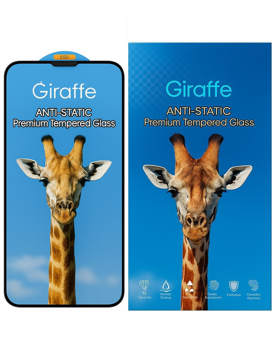 Захисне скло Giraffe для iPhone 13 Pro антистатичне покриття, олеофобне, з чорною рамкою