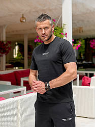 Чоловічий костюм Armani Exchange шорти та футболка, чорний літній чоловічий спорт костюм Армані