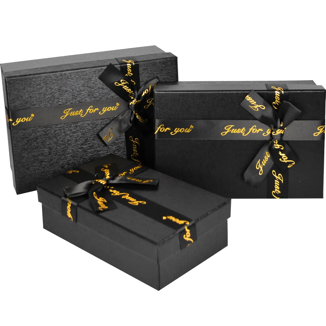 Подарункові коробки прямокутні чорні "Just for you" (3 шт.)