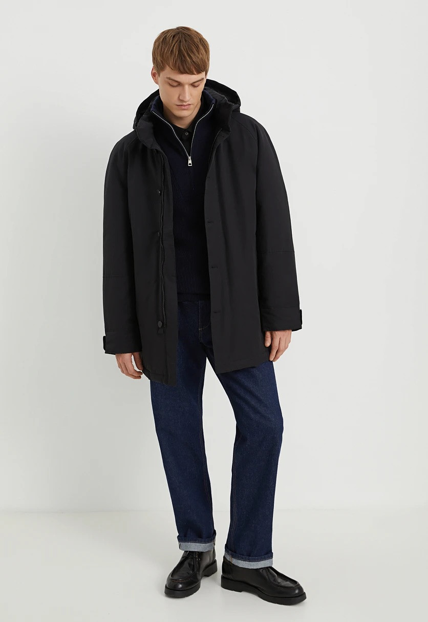 Подовжена чоловіча демісезонна куртка Finn Flare FAD21002-200 чорна XL, фото 1