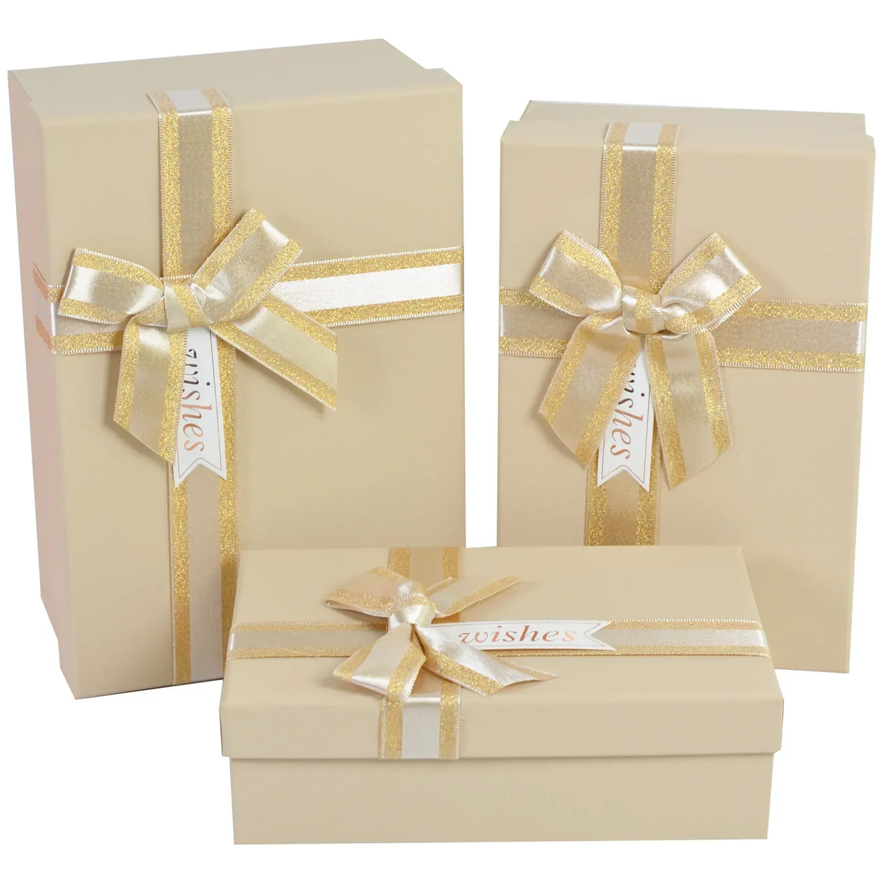 Подарункові коробки прямокутні кремові "Best wishes" (3 шт.)