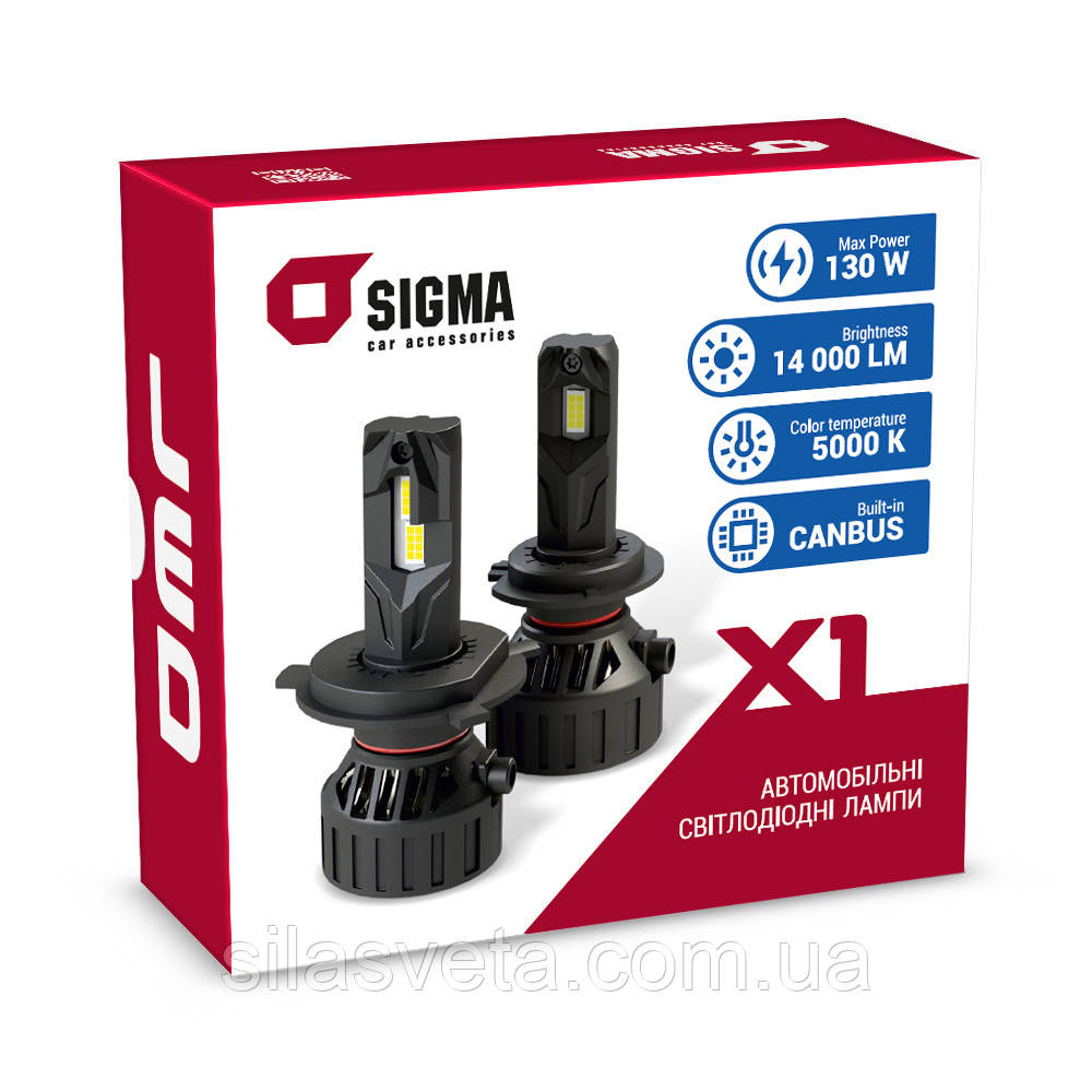 Автомобільні LED лампи Sigma X1 65W H7 5000K 14000Lm, фото 1