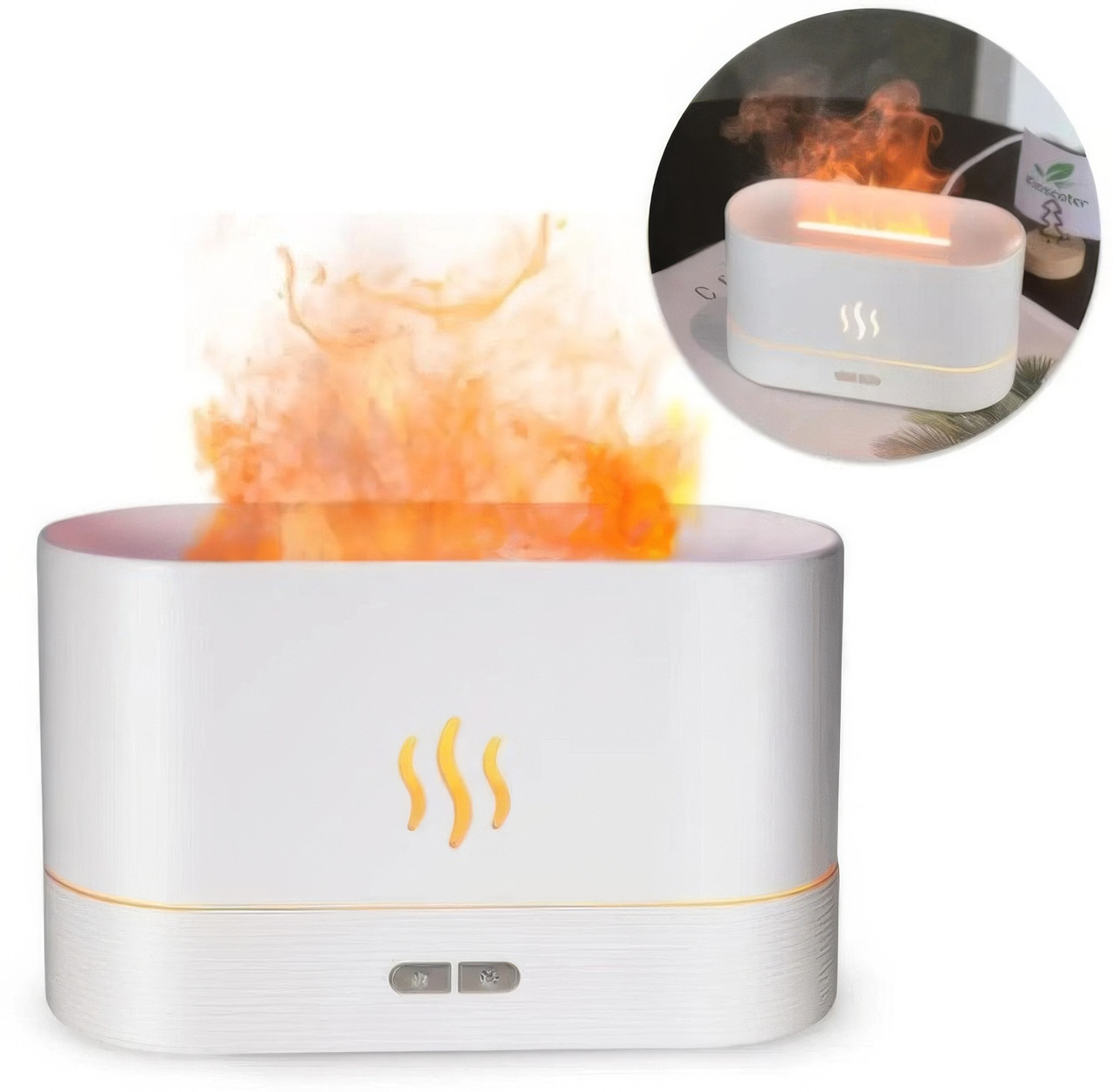 Ультразвуковий зволожувач повітря Flame Aroma Diffuser Білий, аромадифузор з підсвічуванням