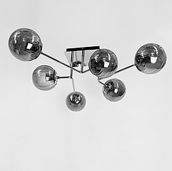 Сучасна стельова люстра в хромі на 6 графітових плафонів 2693/6 (new) CH+GR