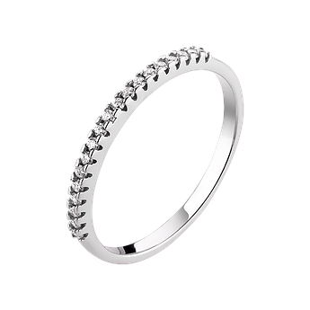 Срібна каблучка тоненька з маленькими білими фіанітами