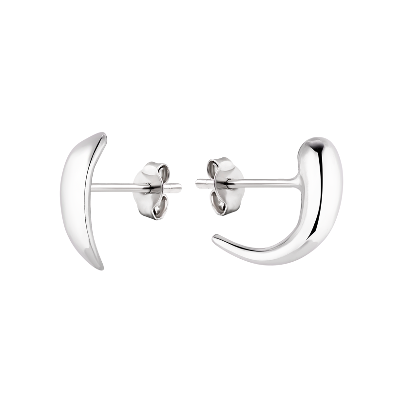 Срібні сережки пусети Кома гладкі об'ємні без камінців, фото 1