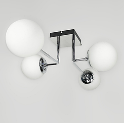 Сучасна стельова люстра в хромі на 4 білих плафони 2693/4 (new) CH+WT