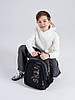 Рюкзак шкільний ортопедичний для хлопчика підлітковий 5-11 клас три змійки чорний з сірим SkyName 90-147-10, фото 9