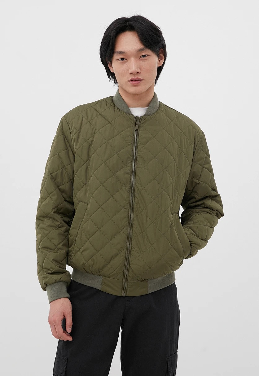 Стьобаний чоловічий бомбер Finn Flare FBC21017-907 хакі XL, фото 1