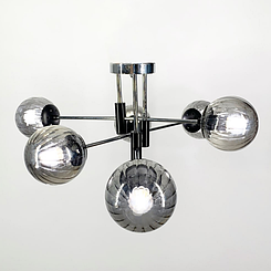 Люстра стельова в хромованому корпусі на 6 графітових плафонів Ø 70 см 51797/6 CH+BK+GR