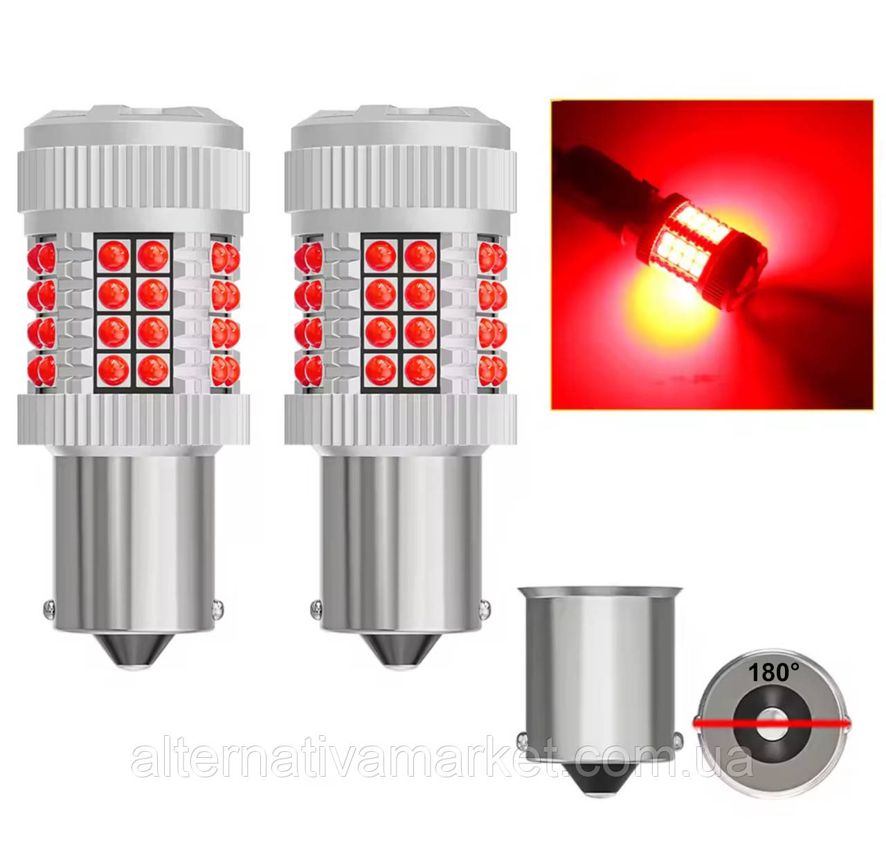 Лампа для стопів Turbo LED 30W (Мега Яскрава, CAN-BUS, цоколь1156 BA15S P21W (180 °), 12V-24V), фото 1