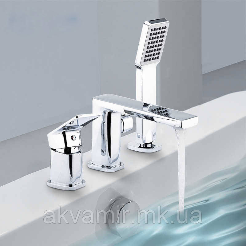 Змішувач на борт ванни Frap F1146 врізний (хром) 3-позиційний, фото 1