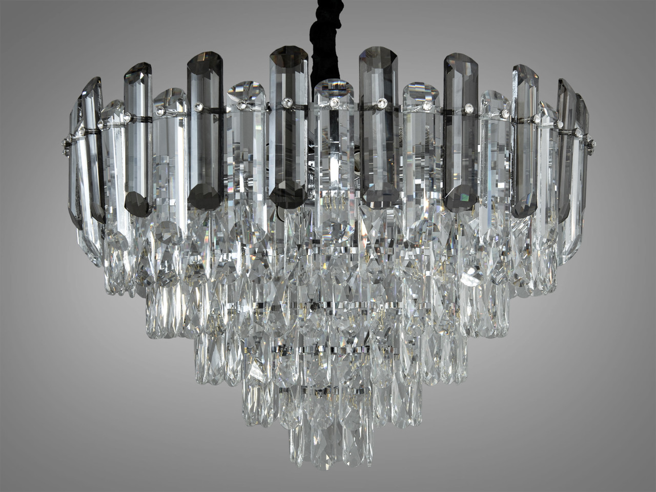 Кришталева люстра у вітальню на 11 ламп, хром, фото 1