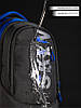 Рюкзак шкільний ортопедичний для хлопчика підлітковий 5-11 клас три змійки чорний з синім SkyName 90-147-9, фото 6