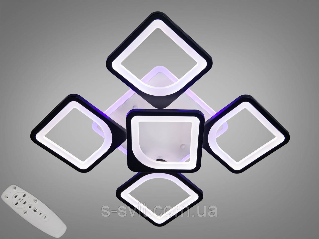 Світлодіодна люстра смарт світильник з пультом, диммером, 150Вт, чорна, фото 1