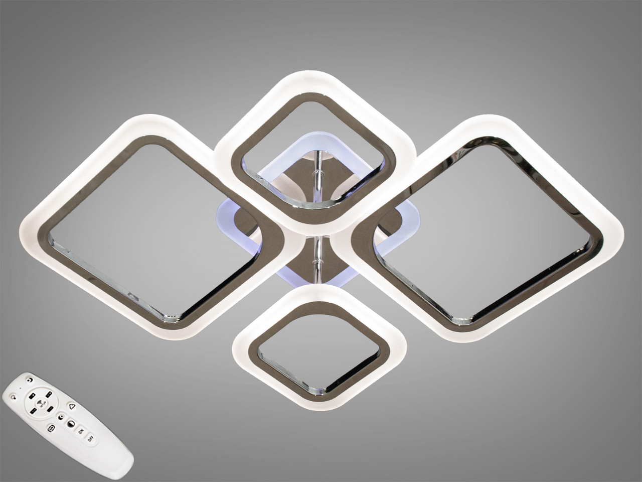 Світлодіодна люстра смарт світильник з пультом, хром, 80W, фото 1