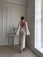 Пляжна сітчаста довга сукня білого кольору. Пляжна довга сукня-туніка