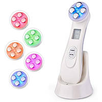 Микротоковый массажер для лица 6 в 1 с RF-лифтингом, EMS, LED терапия, омоложение кожи