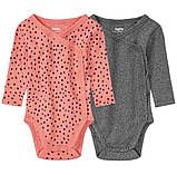 Бодіки боді з довгим рукавом (набір 2 шт.) Lupilu на дівчинку р.62-68, 2-6 місяців, фото 2