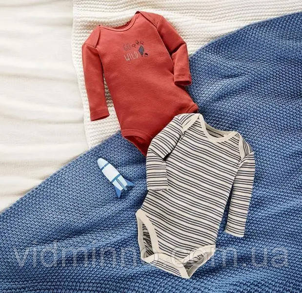Бодіки боді з довгим рукавом (набір 2 шт.) Lupilu на хлопчика р.74-80, 6-12 місяців