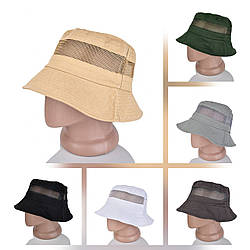 Літня однотонна котонова панама зі вставкою сітки Об'єм: 57- 59 см (24391)