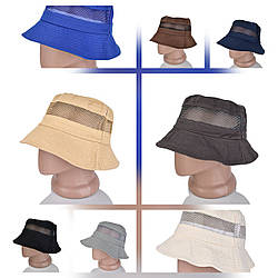 Однотонна котонова панама зі вставкою сітки "В'ятна" Об'єм: 57- 59 см (24392)