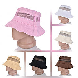 Котонова доросла панама зі вставкою сітки "В'ятна" Об'єм: 56- 59 см (24393)