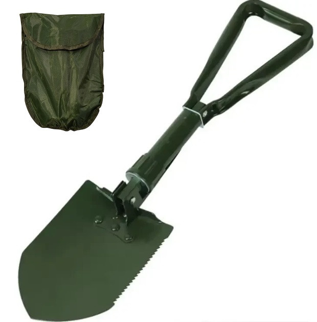 Лопата саперська складана H-136 / Чехол / Велика 58 см / ОЛИВА, фото 1