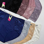 Глибокі бавовняні трусики великого розміру з вставками із сіточки