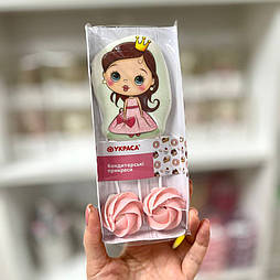 Набір цукрового декору для торту Украса "Принцеса (шатенка)" 3 елемента