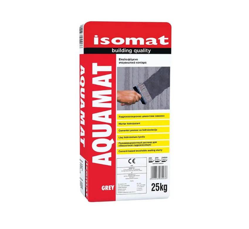 Гідроізоляційна цементна суміш ISOMAT AQUAMAT сірий 5 кг, фото 1