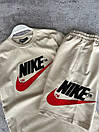 Костюм чоловічий літній бежевий футболка та шорти фірмовий Nike (Найк), фото 7