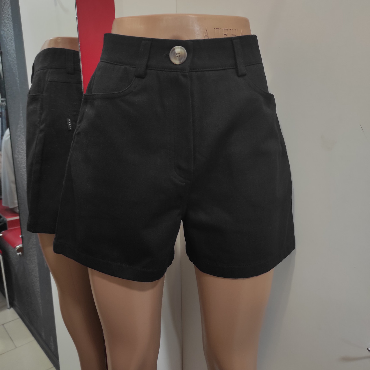 Шорти Azuri жіночі з бавовни з високою посадкою S чорні, фото 1