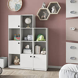 Книжкова дитяча шафа з 7 відкритими і 4 закритими полицями з ЛДСП Підлогові полиці для іграшок і книг в інтер'єр
