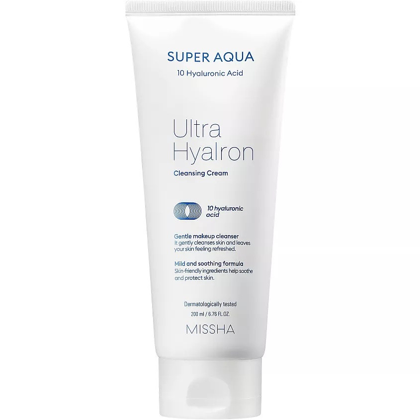 Очищуючий крем для обличчя з гіалуроновою кислотою Missha Super Aqua Ultra Hyalron Cleansing Cream 200 мл