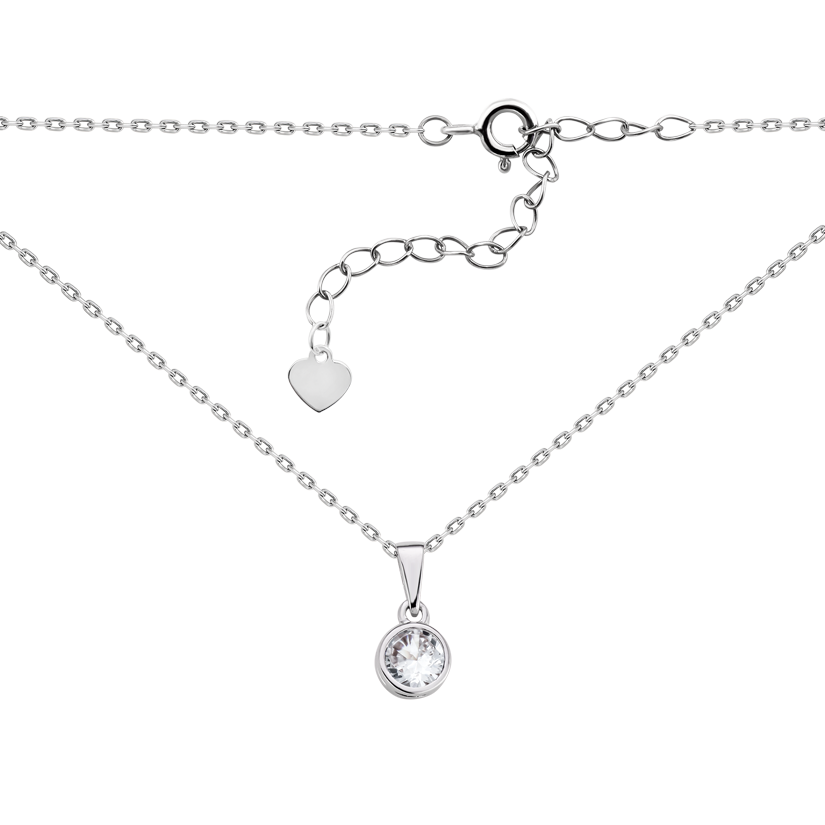 Срібне кольє мінімалістичне білий Каміньчик на ланцюжку, фото 1