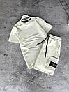 Костюм чоловічий літній білий футболка та шорти фірмовий Stone Island (Стон Айленд), фото 2